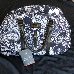 Navy and White Floral Chaps Luggage Roller Bag